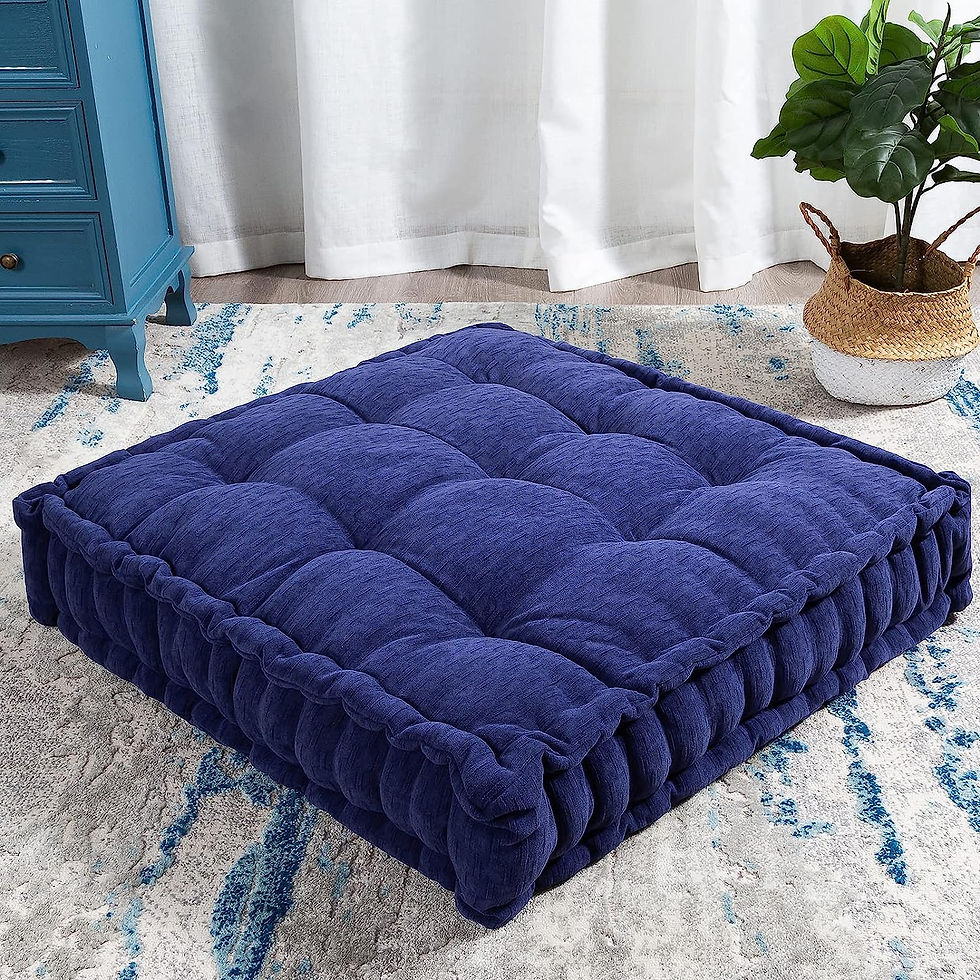 Thumbnail: HIGOGOGO Extra Large Floor Pillow, Square Tufted Floor Cushion with Frilled Edg