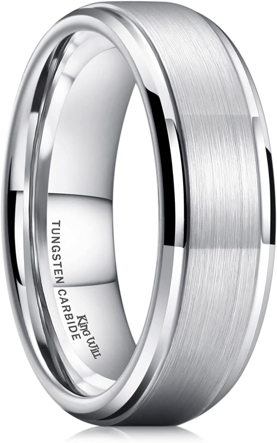 Thumbnail: King Will Basic Tungsten Ring for Men 6mm 7mm 8mm 9mm 10mm Silver Blue Tungsten