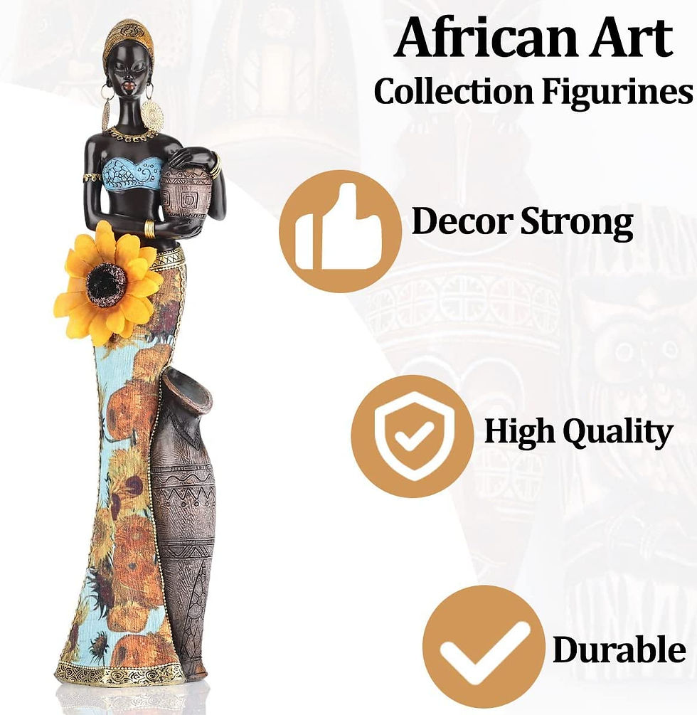 Thumbnail: QIANLING Home Decor African Art Sculptures, African American Woman and Son Stat
