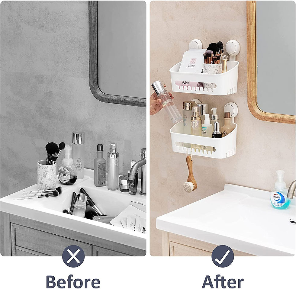 Thumbnail: TAILI Suction Shower Caddy 2 Pack, Bathroom Shower Basket Wall Mounted Shower O