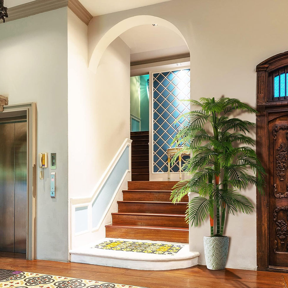 Thumbnail: OXLLXO 6ft Artificial Golden Cane Palm Tree(72in) with 3 Trunks Faux Tree and P