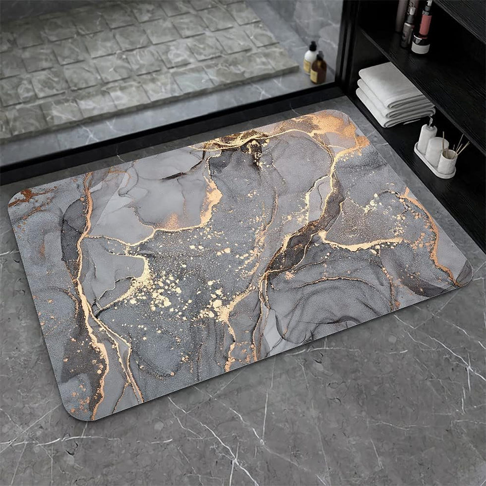 Thumbnail: SHENWSAN Diatomaceous Earth Bath mat ，Black Gold Shiny Marble Super Absorbent