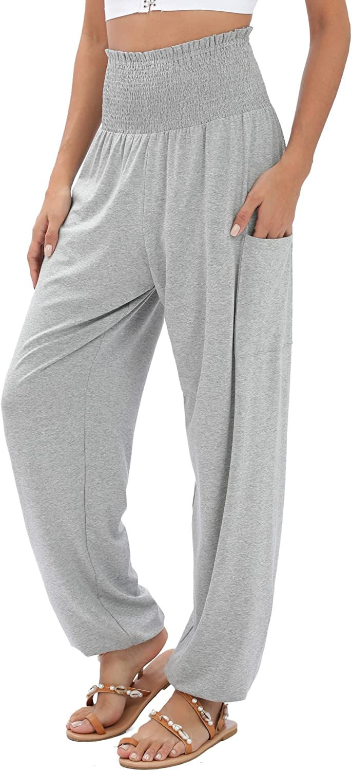 Thumbnail: QIANXIZHAN Women's Harem Pants, High Waist Yoga Boho Trousers with Pockets