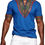 Thumbnail: Makkrom Mens African Dashiki T Shirt Tribal Floral Print V Neck Slim Fit Shirts