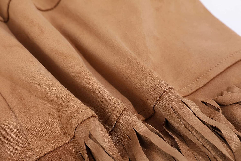 Thumbnail: CHARTOU Women's Fringe Faux Suede Pencil Bodycon Layered Tassel Midi Long Skirt