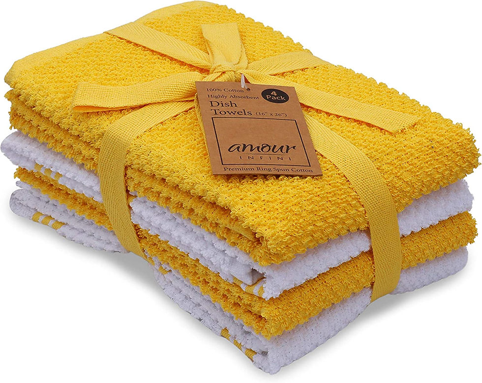 Thumbnail: AMOUR INFINI Cotton Terry Kitchen Dish Cloths | Set of 8 | 12 x 12 Inches | Sup