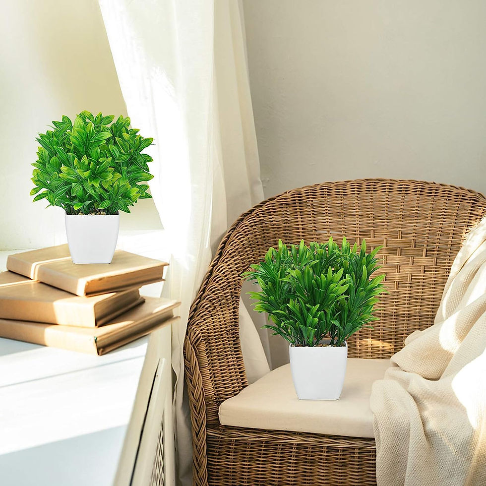 Thumbnail: Art flower 2 Pack Artificial Eucalyptus Plants in Pots Mini Green Faux Potted Pl