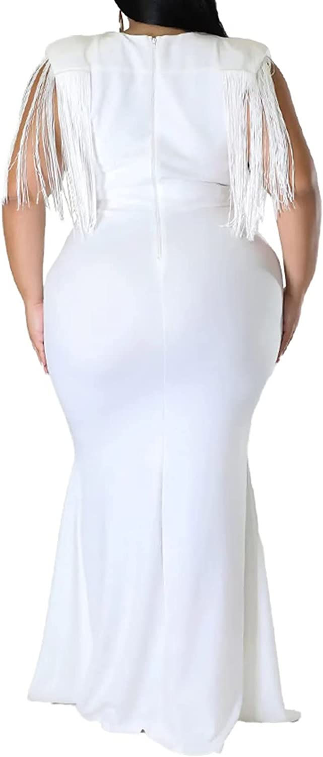 Thumbnail: Women's Plus Size Bodycon Dress Elegant Tassels Sleeve Solid Sexy Wrap V Neck E