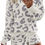Thumbnail: MEROKEETY Women's Fuzzy Fleece Leopard Long Sleeve Pajama Set 2 Piece Sweater T