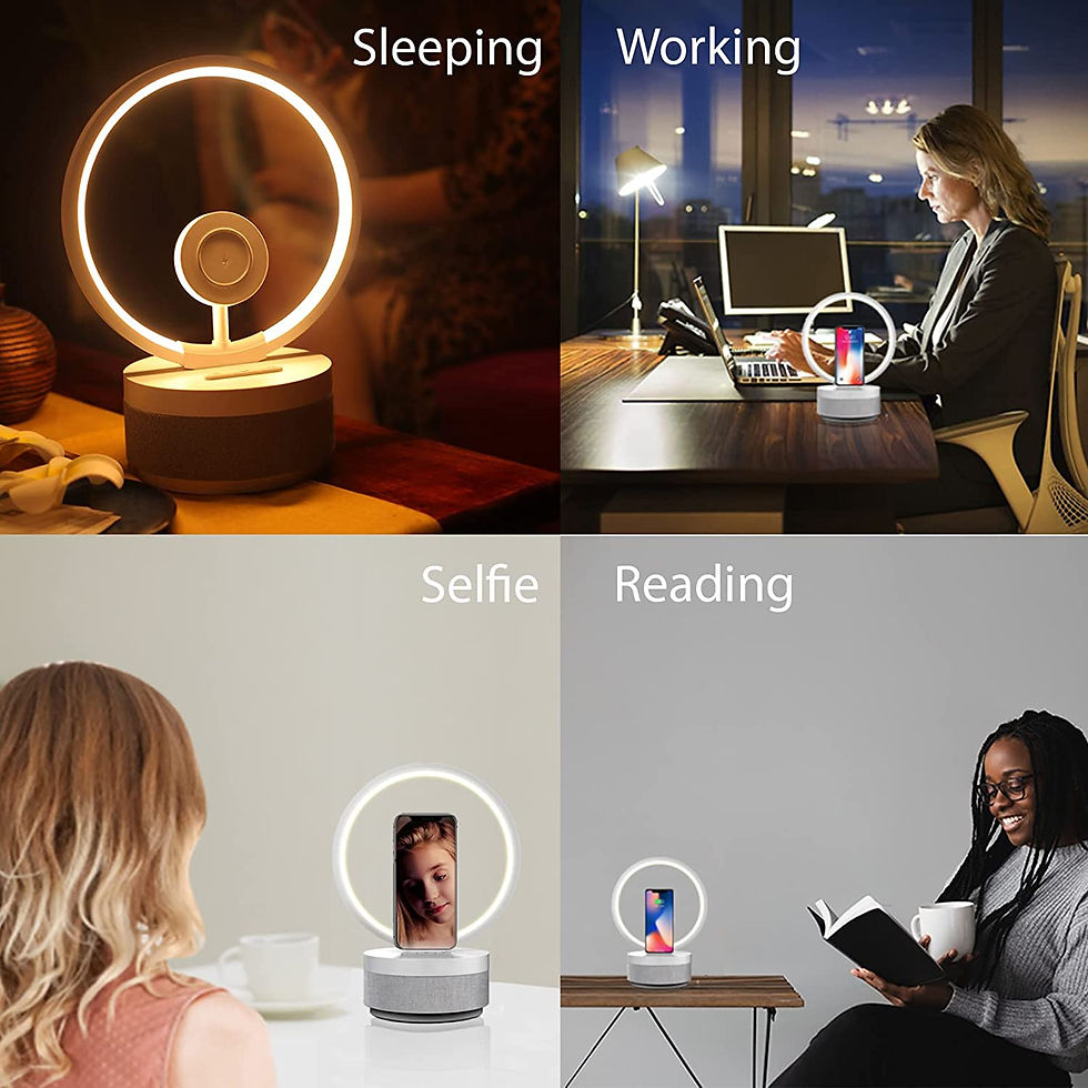 Thumbnail: Bedside Lamps with Wireless Charger, Music Night Light Selfie Ring Light, 4 in 