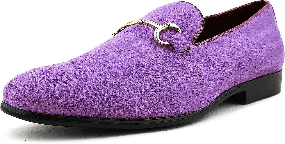 Thumbnail: Amali Bradford - Microfiber Men's Slip-On Loafer with Gold Metal Bit - Smoking 