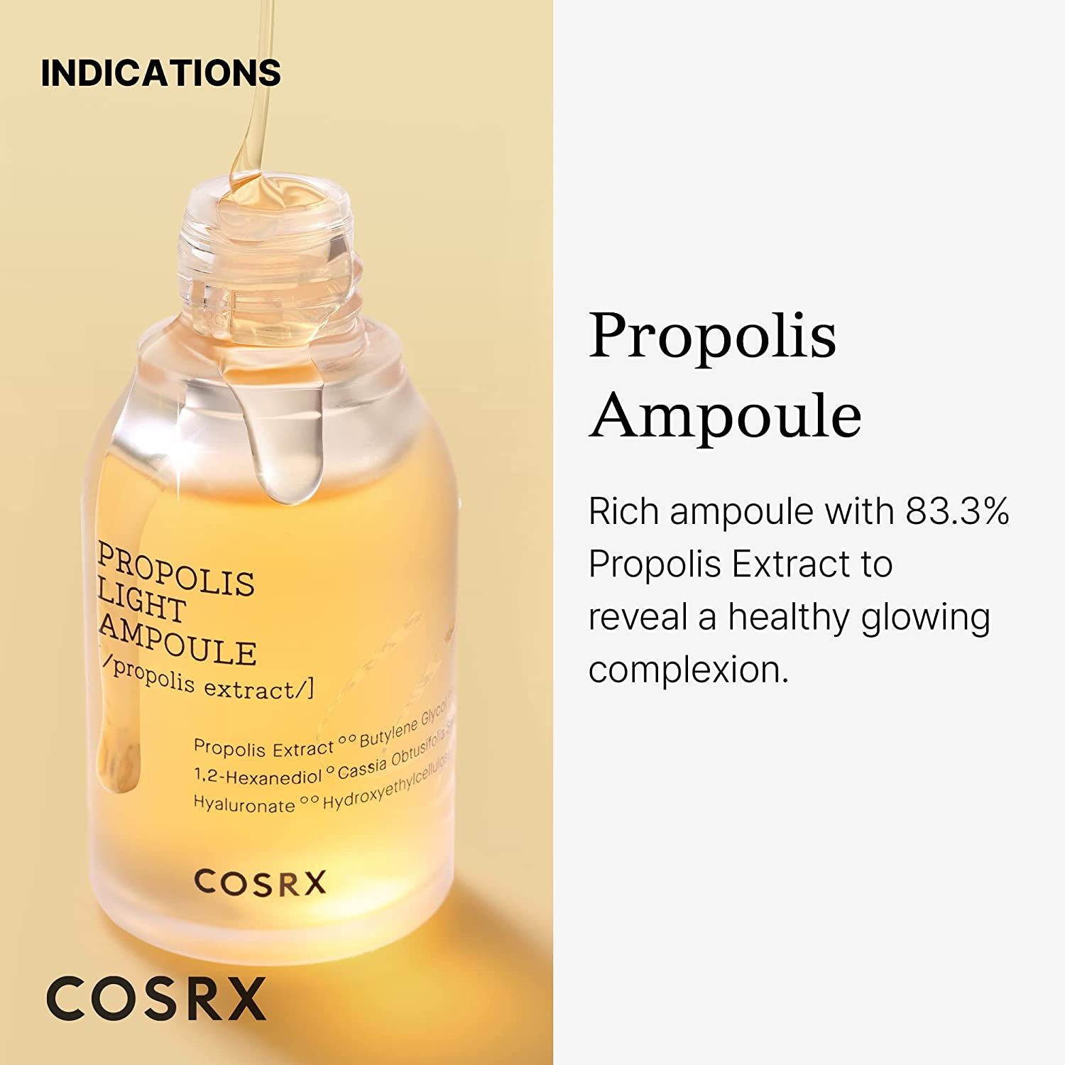 COSRX Propolis Ampoule, Glow Boosting Serum for Face with 73.5% Propolis Extrac
