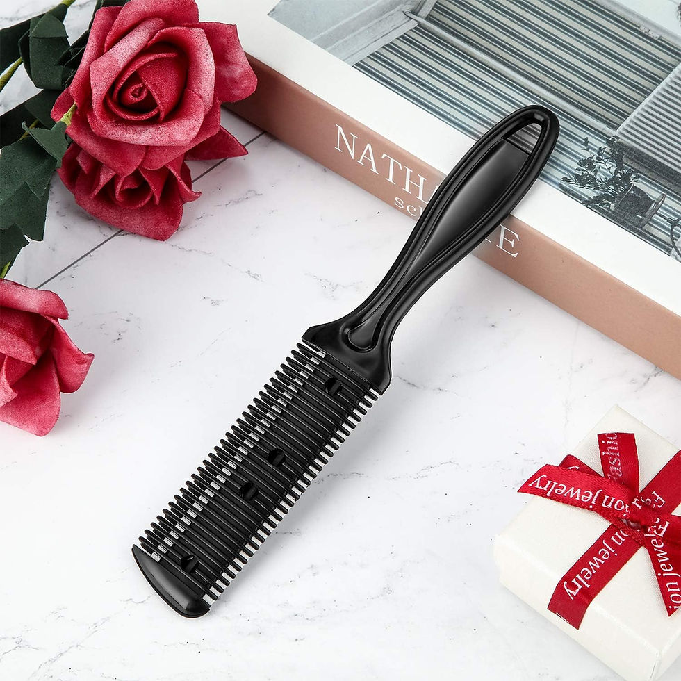 Thumbnail: 3 Pieces Razor Comb with 10 Pieces Razors, Hair Cutter Comb Cutting Scissors, D