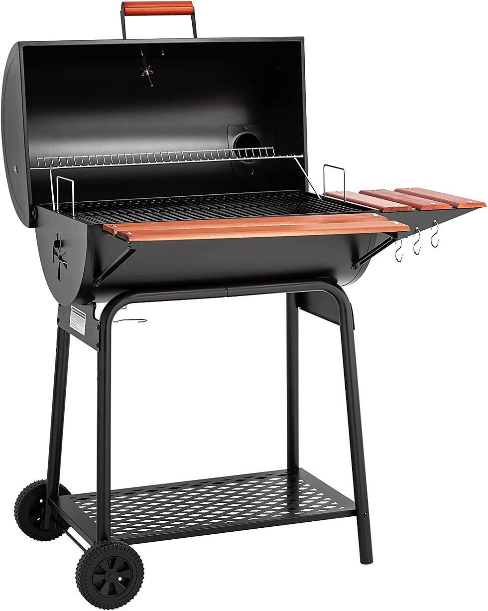 Royal Gourmet CC1830V 30 Barrel Charcoal Grill with Wood-Painted Side Front Tab