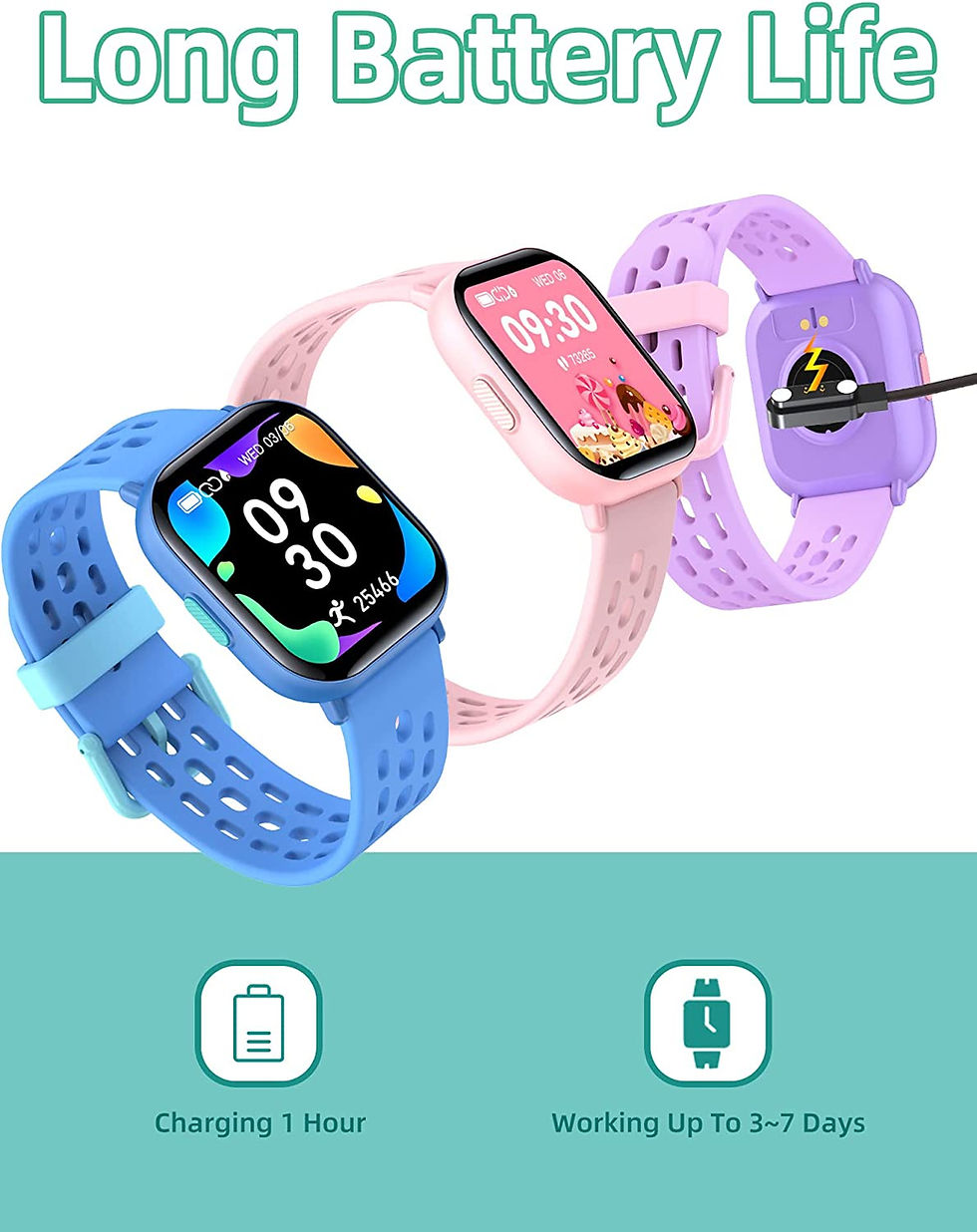 Thumbnail: Kids Smart Watch for Boys Girls,IP68 Waterproof Kids Fitness Activity Tracker W