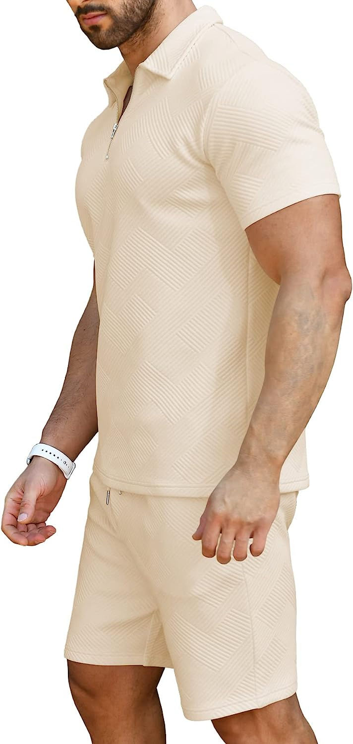 Thumbnail: KUYIGO Men's Polo Shirt and Shorts Set Summer Outfits Fashion Casual Short Slee