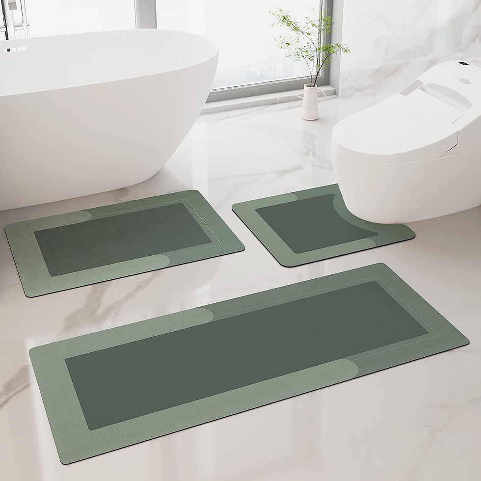 Thumbnail: 2Pcs Ultra Soft Napa Skin Bath Mat and U-Shaped Toilet Rug, Water Absorbent and