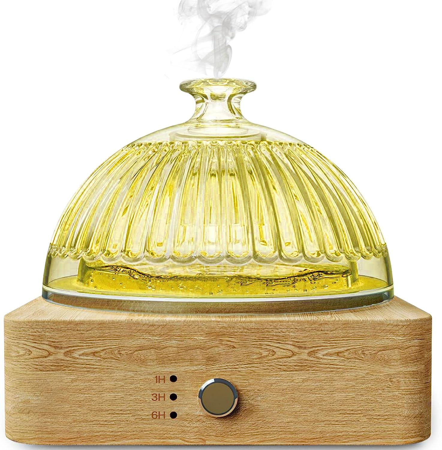 Glass Dome Essential Oil Diffuser with Glass Reservoir & Wood Base-Plastic Free