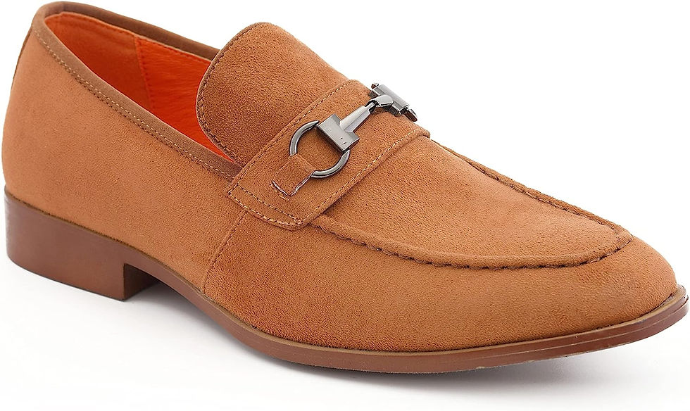 Thumbnail: Amali Bradford - Microfiber Men's Slip-On Loafer with Gold Metal Bit - Smoking 