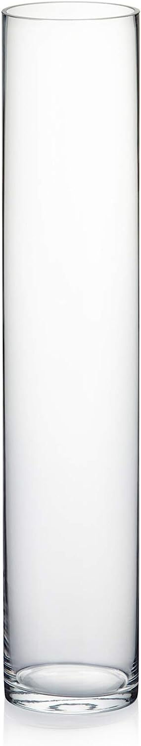 Thumbnail: WGVI Cylinder Vase, 4" W x 12" H, Floral Container, Flower Vases, Glass Candle 