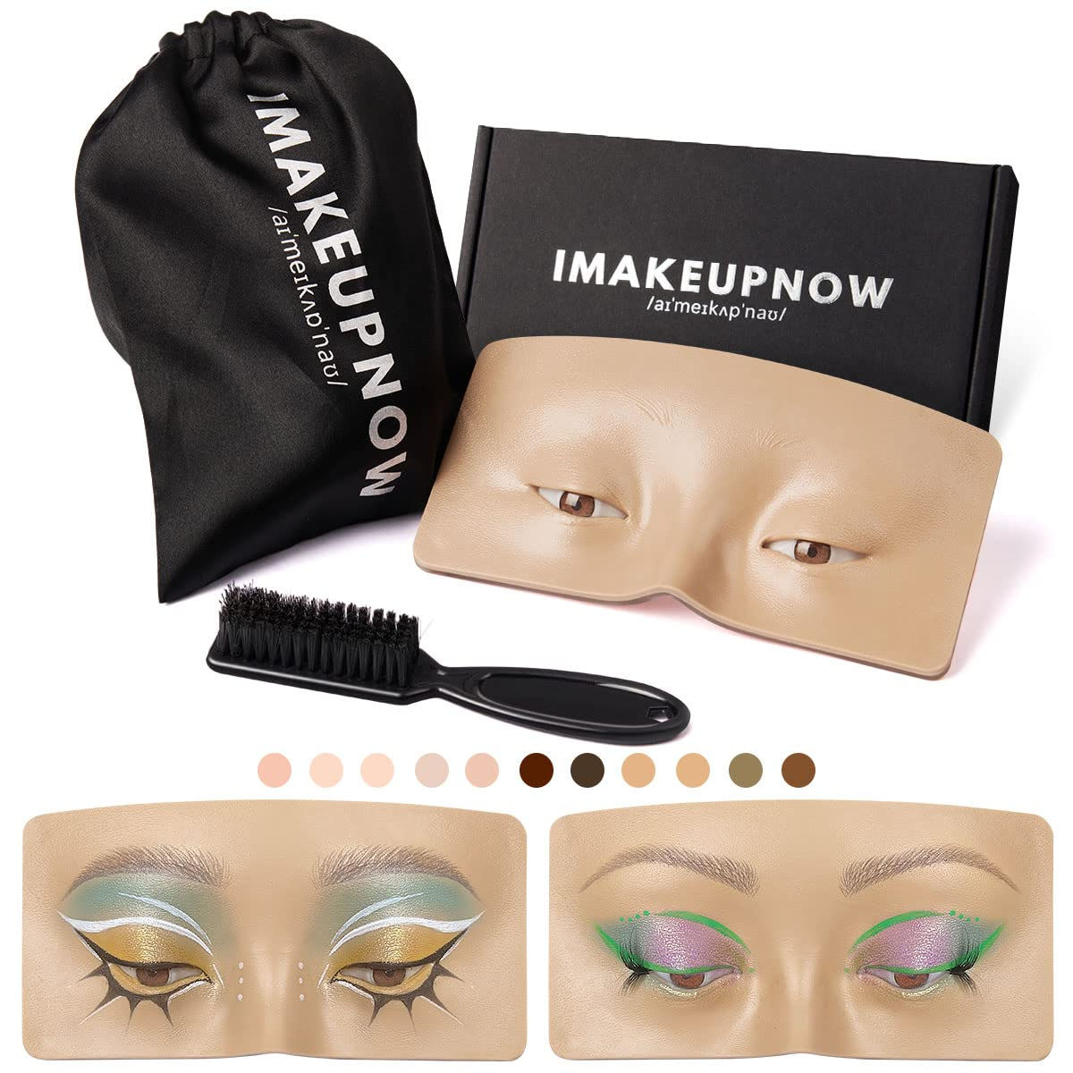 IMAKEUPNOW Makeup Practice Face Board 3D Realistic Pad with Cleaning Brush for 