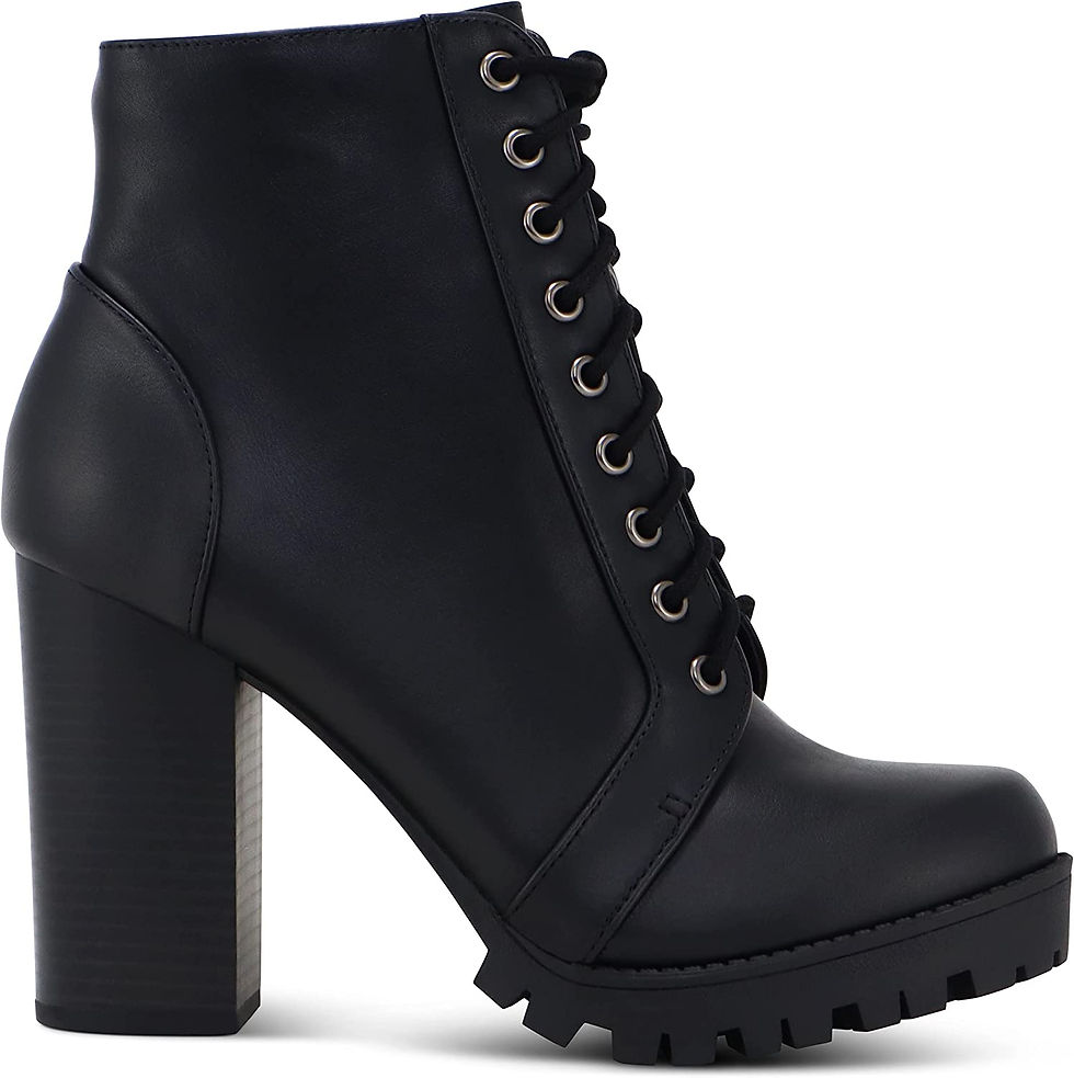 Thumbnail: MARCOREPUBLIC Chicago Women's Round Toe Chunky Block Stacked High Heels Lace Up