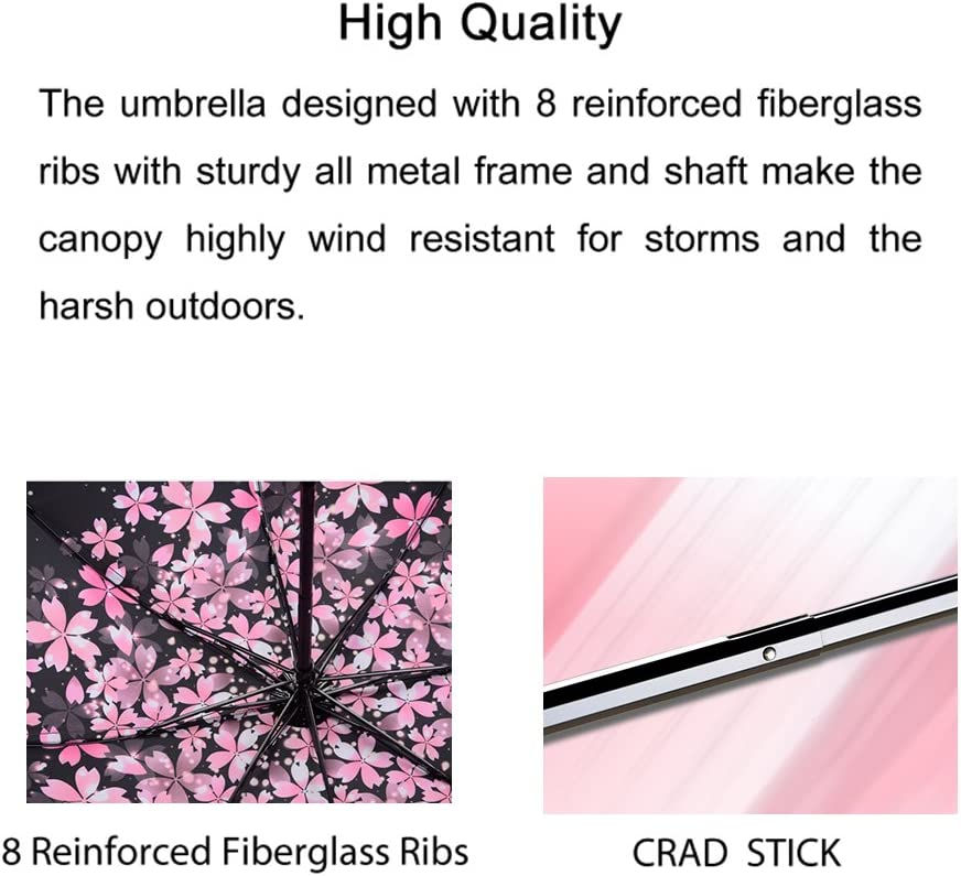 Thumbnail: LLanxiry Compact Travel Umbrella,Windproof Waterproof Stick Umbrella Anti-UV Pr