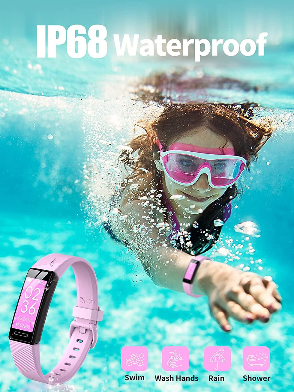 Thumbnail: DIGEEHOT Kids Fitness Tracker Watch for Boys Girls Age 5-16, Waterproof Fitness