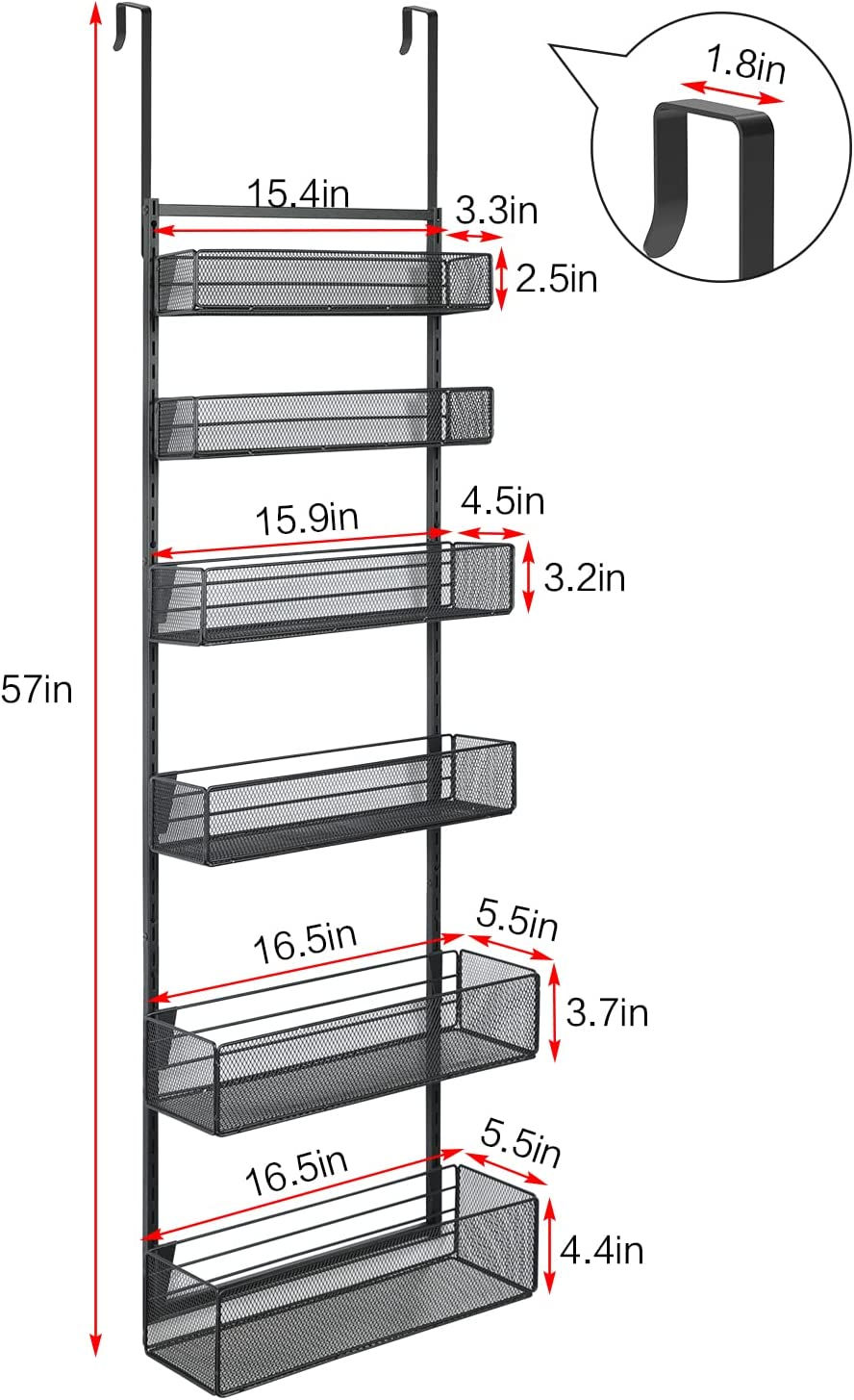 Thumbnail: Over The Door Pantry Organizer 6-Tier Adjustable Tiers Hanging & Wall Mount Spi