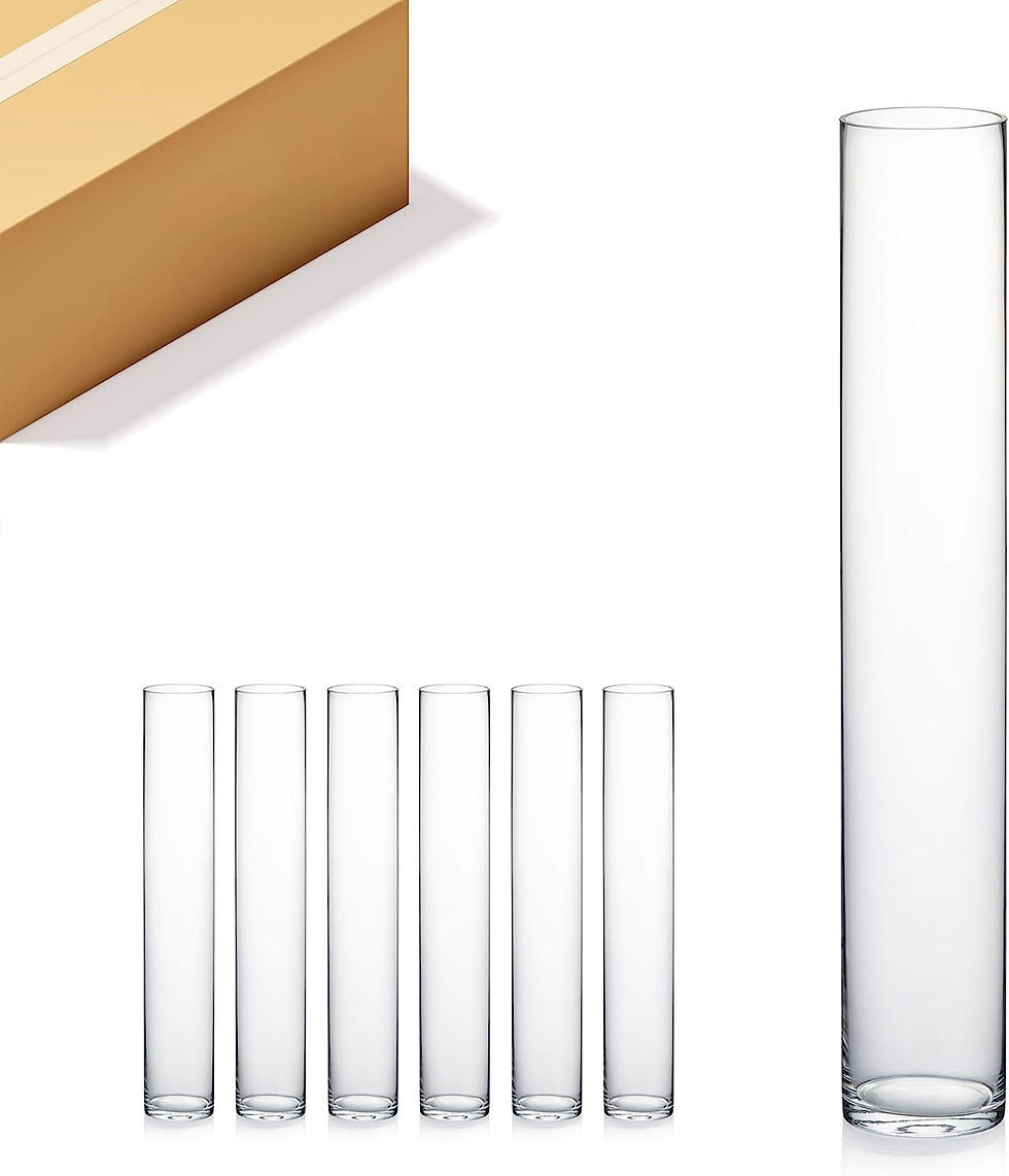 Thumbnail: WGVI Cylinder Vase, 4" W x 12" H, Floral Container, Flower Vases, Glass Candle 