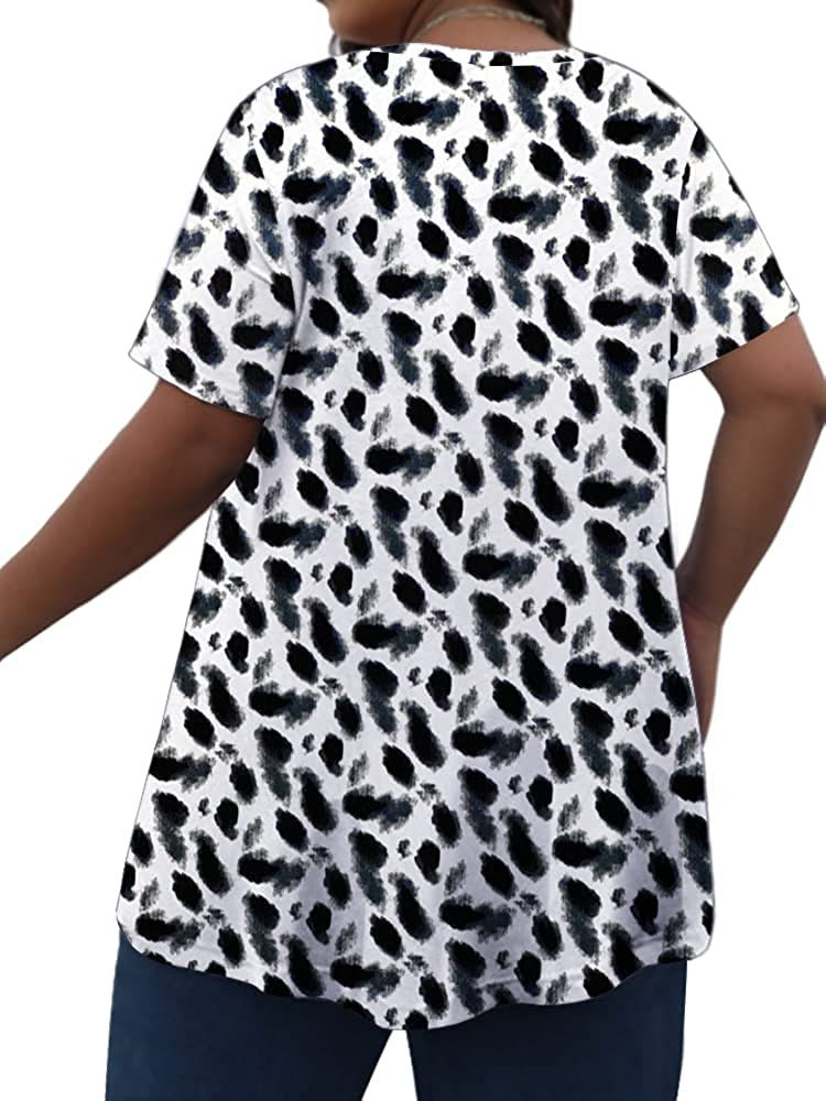 Thumbnail: Tencede Women's Plus Size V Neck Tunic Tops Summer Casual T-Shirt