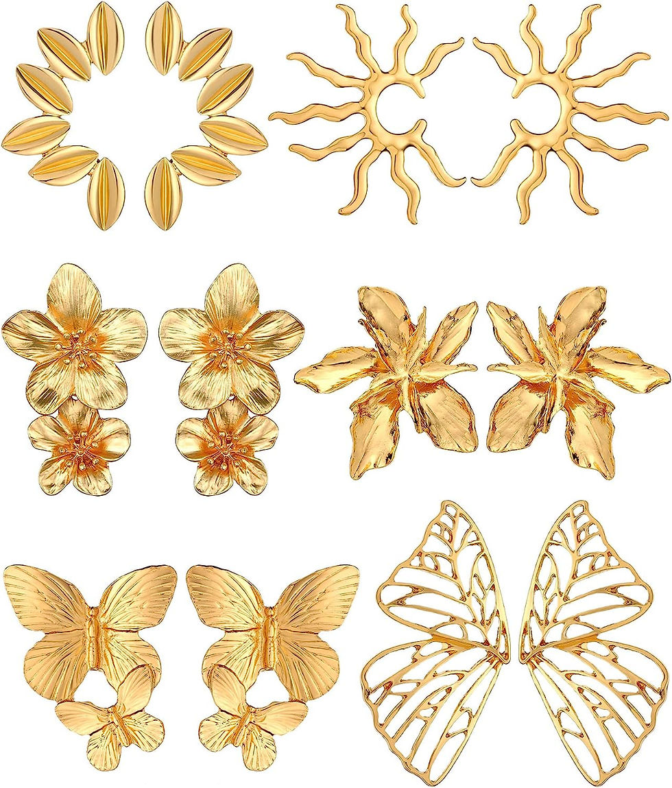 Thumbnail: 6 Pair Gold Statement Earrings for Women Girls Large Gold Geometric Earrings Wo