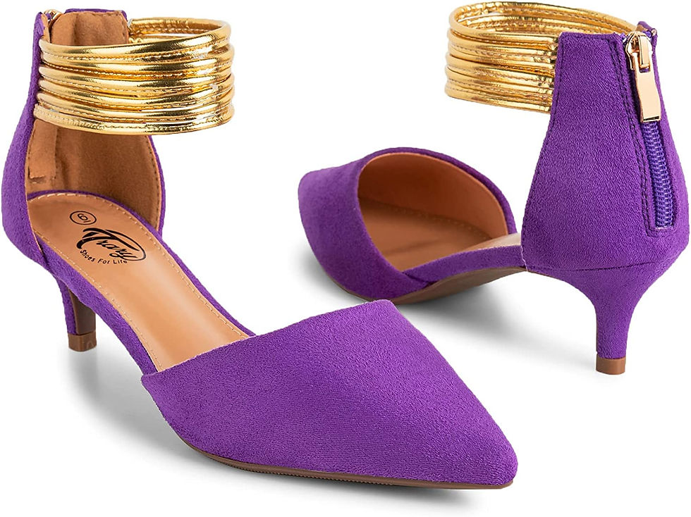 Thumbnail: Trary Women’s Kitten Heels Ankle Strap Pumps Stiletto for Office Wedding Walk