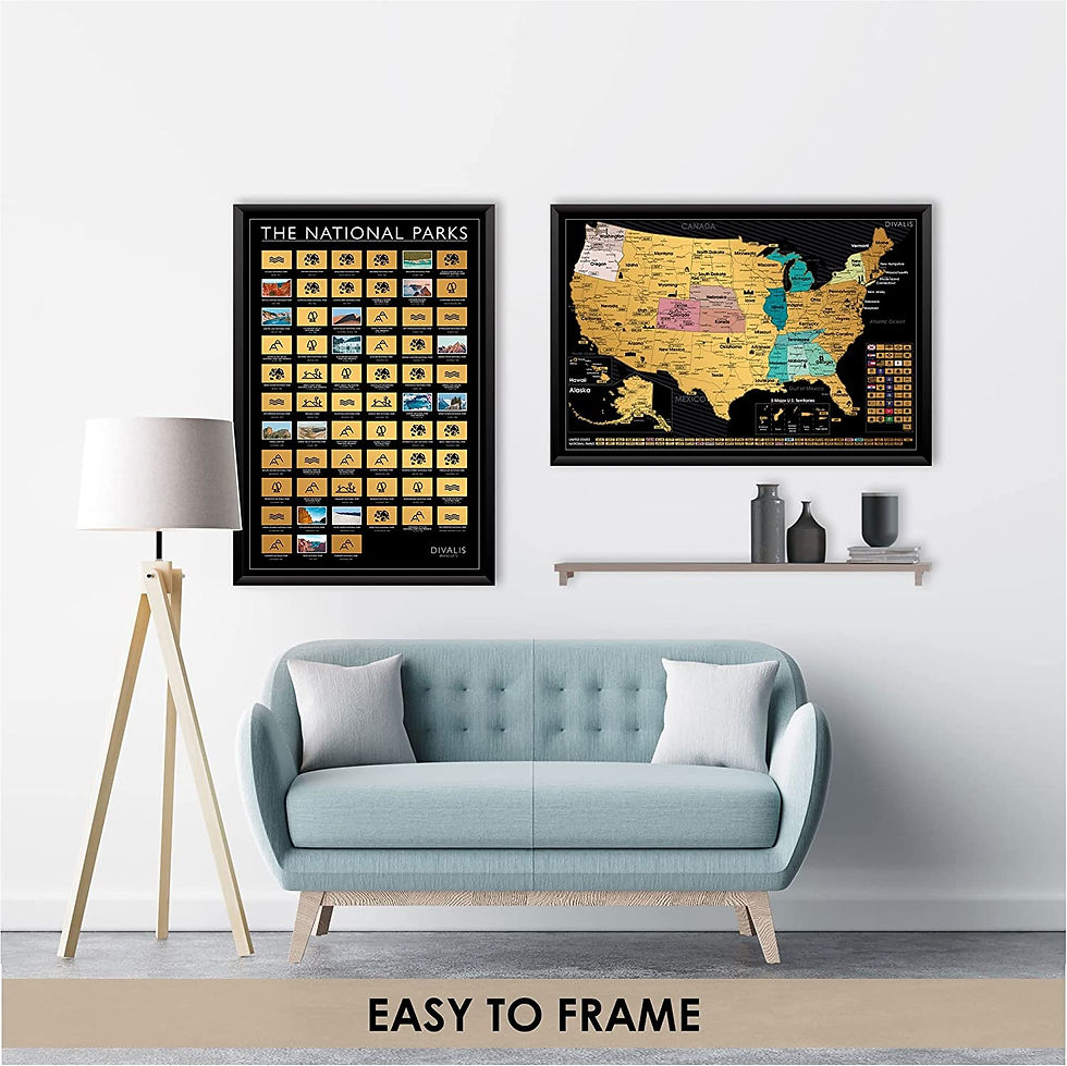 Thumbnail: 2 in 1 Gift Set - Scratch off US Map and 63 National Parks Poster - 24x16 Easy 