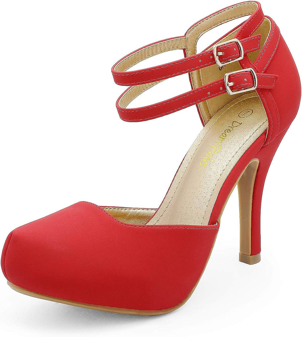 Thumbnail: DREAM PAIRS Office-02 Women's Classy Mary Jane Double Ankle Strap Almond Toe Hi