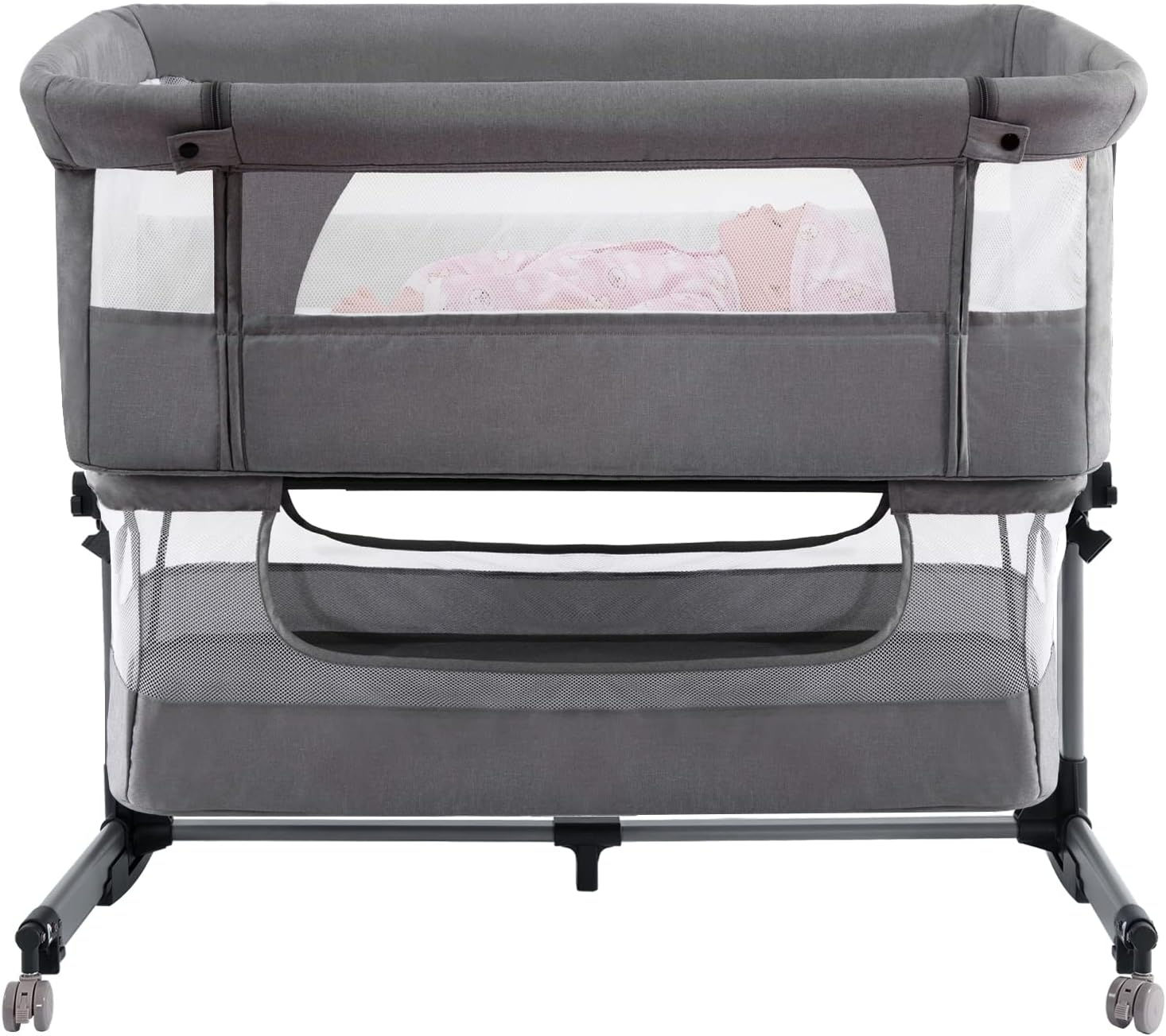 Lamberia Baby Bassinets Bedside Sleeper, Adjustable Bassinet for Baby with Whee