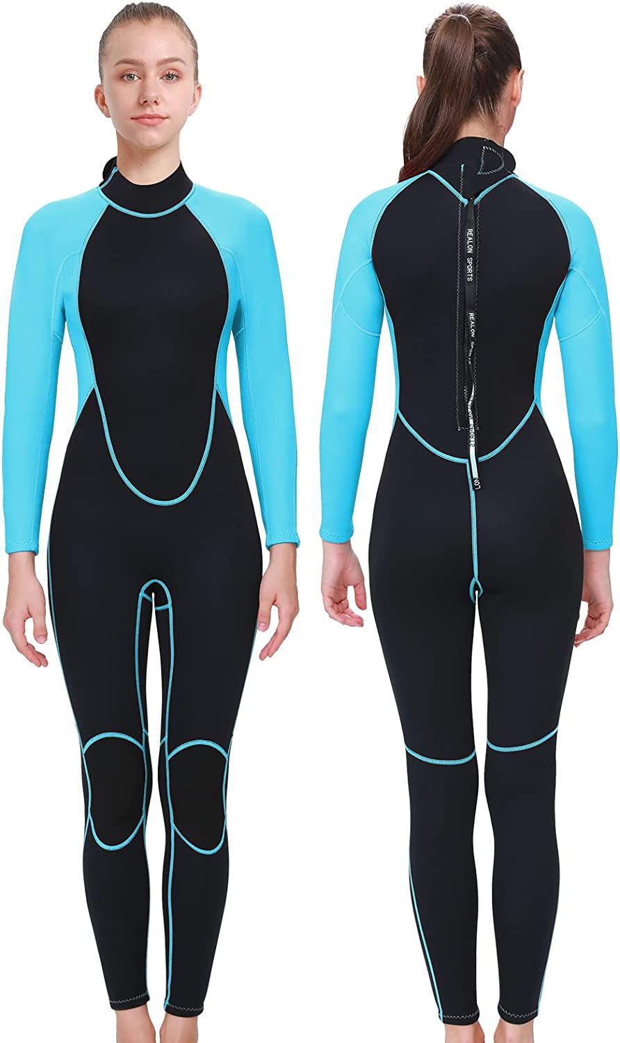 Thumbnail: REALON Wetsuit Men 5/4mm Neoprene Full Body Thermal Scuba Diving Suits, 3/2mm W
