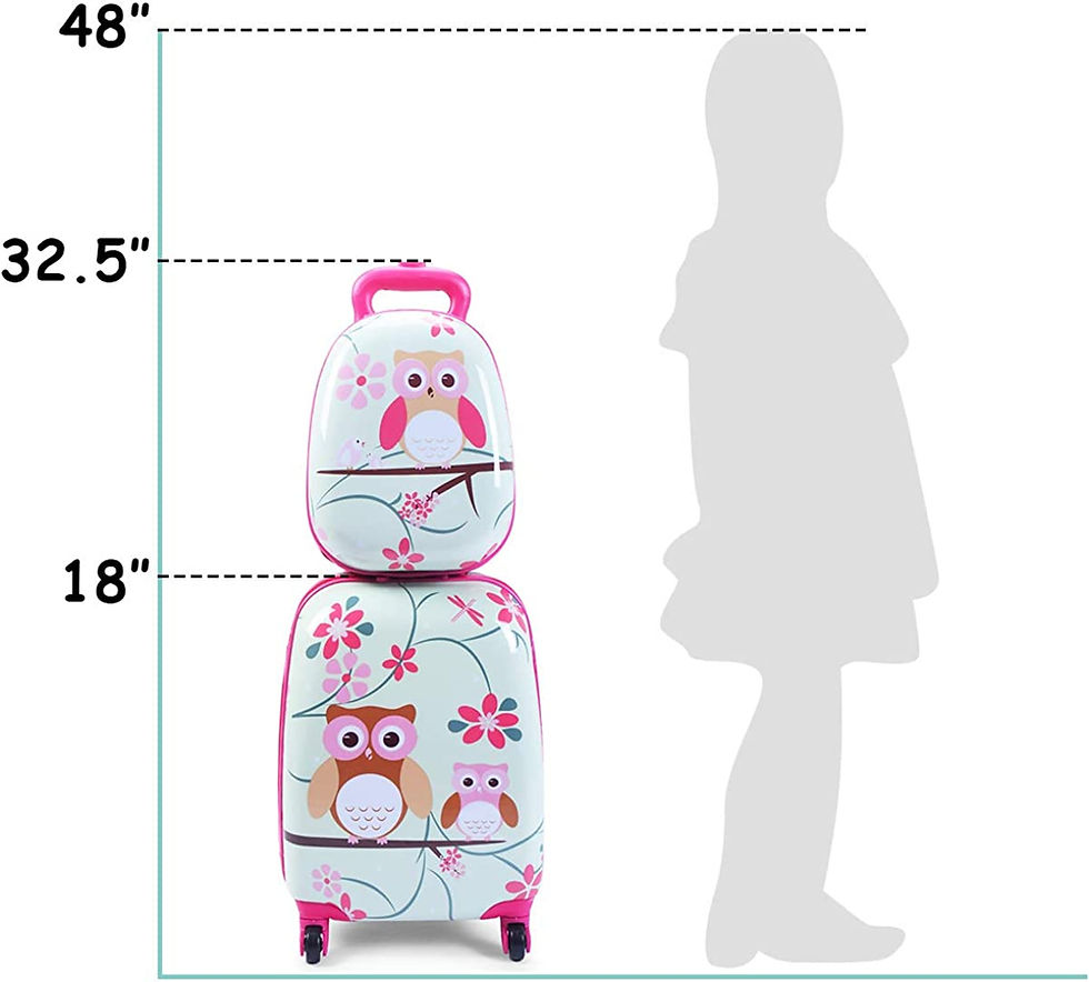 Thumbnail: GYMAX Kids Carry On Luggage Set, 12" & 16" 2PCS Rolling Suitcase