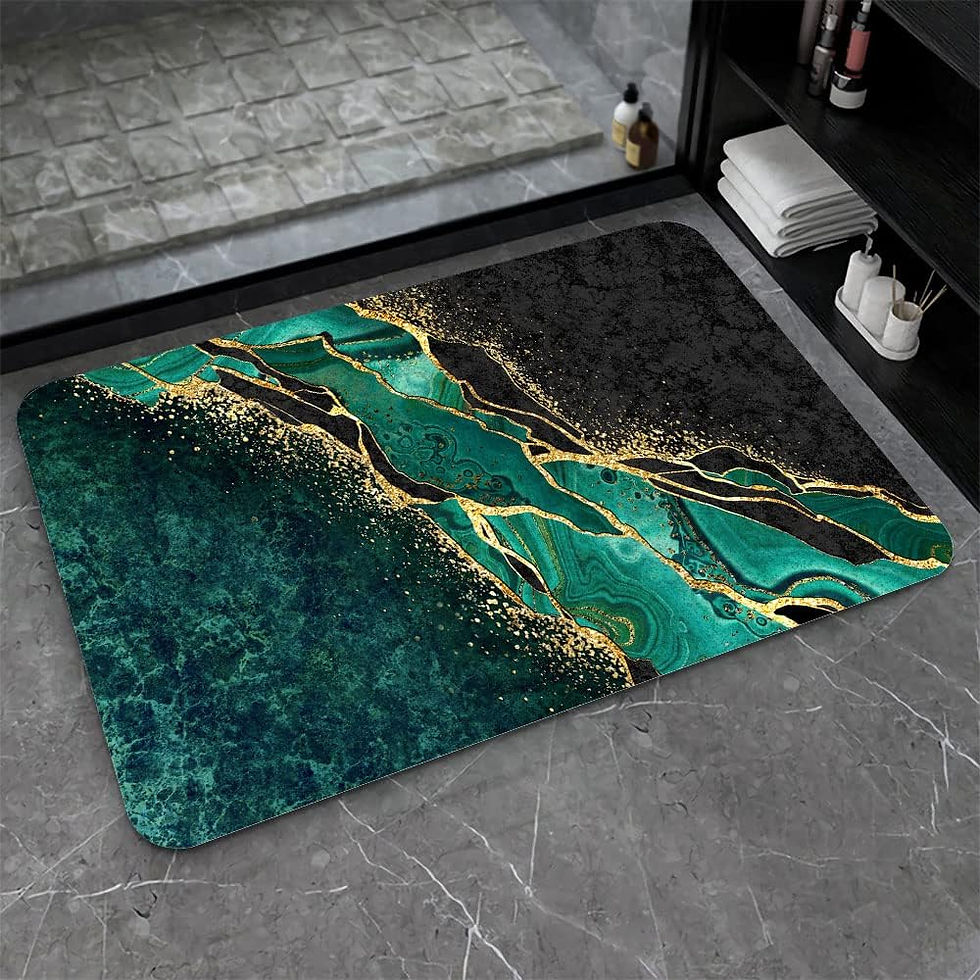 Thumbnail: Diatomaceous Earth Bath Mat,Blue Pink and Gold Marble Non-Slip Volume Super Abs