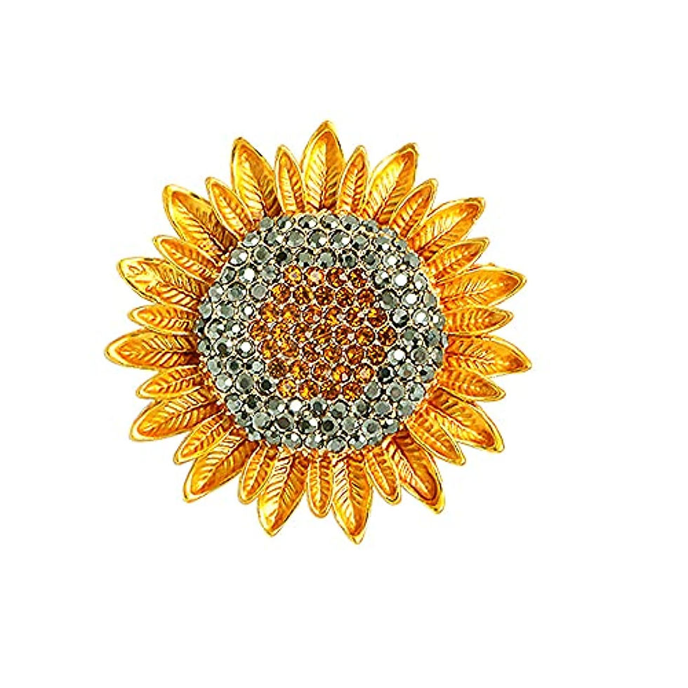 Thumbnail: Yellow Sunflower Brooches Rhinestone Crystal Flower Leaf Delicated Brooch Pin F