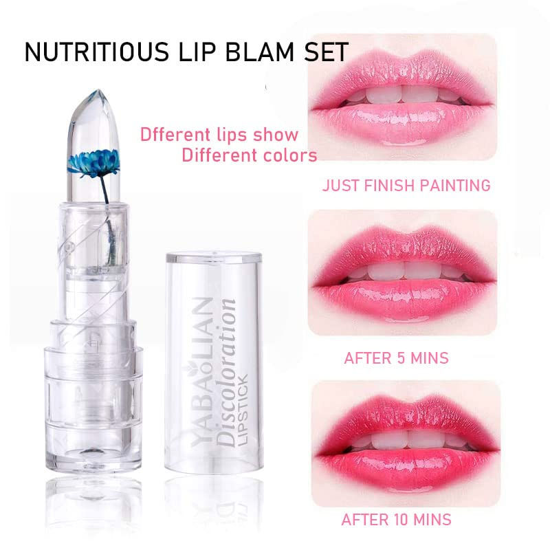 Thumbnail: 6PACK Clear Crystal Double Flower Jelly Lipstick Set,Magical Mood&Temperature&P