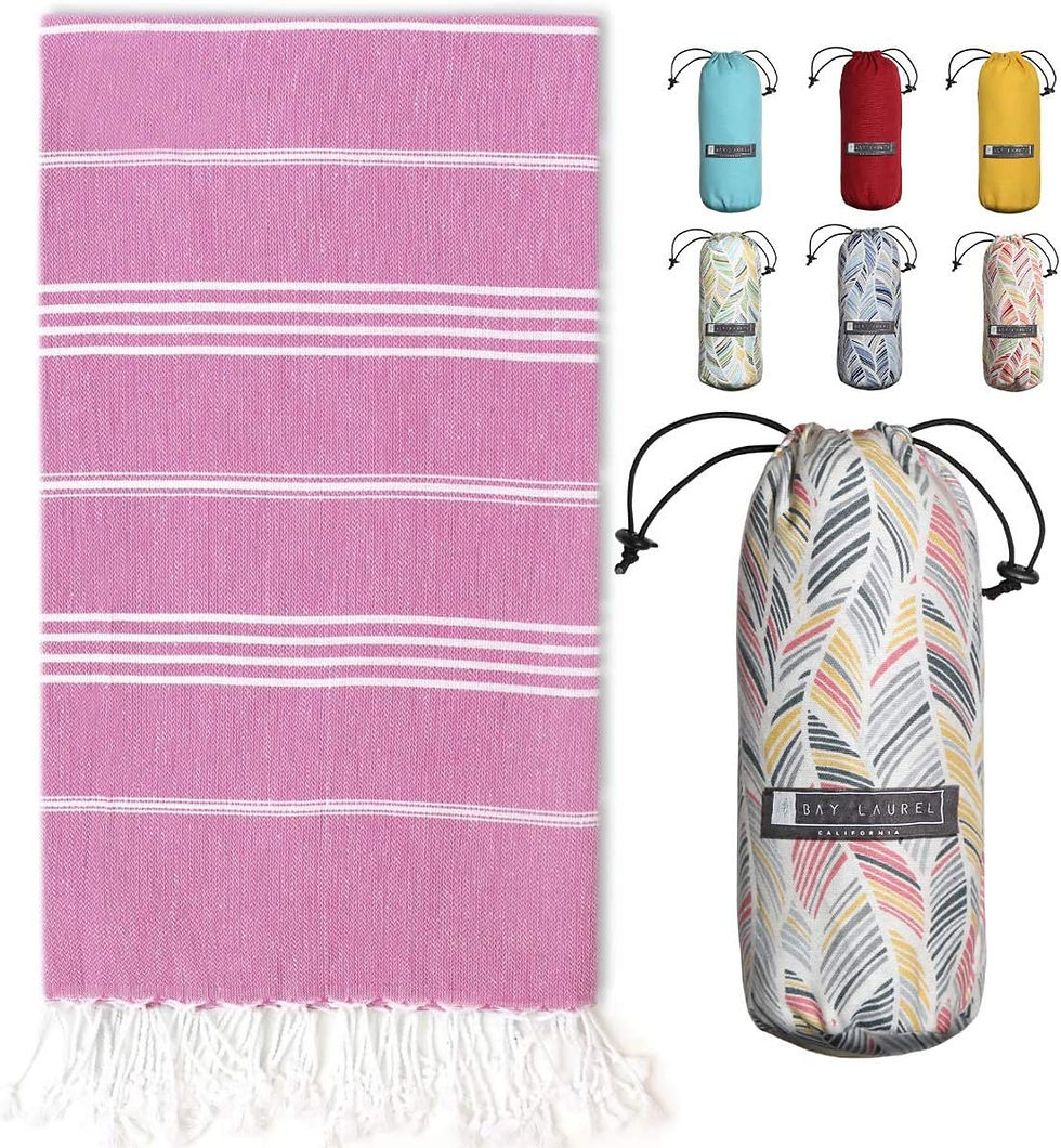 Thumbnail: BAY LAUREL Turkish Beach Towel with Travel Bag 39 x 71 Quick Dry Sand Free Ligh