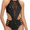 Thumbnail: Tempt Me Women One Piece Sexy Mesh Swimsuit High Neck Halter Cutout Monokini Sw