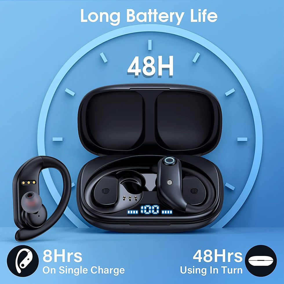 Thumbnail: OKEEFE Bluetooth Headphones 48Hrs Playback Wireless Earbuds with Wireless Charg