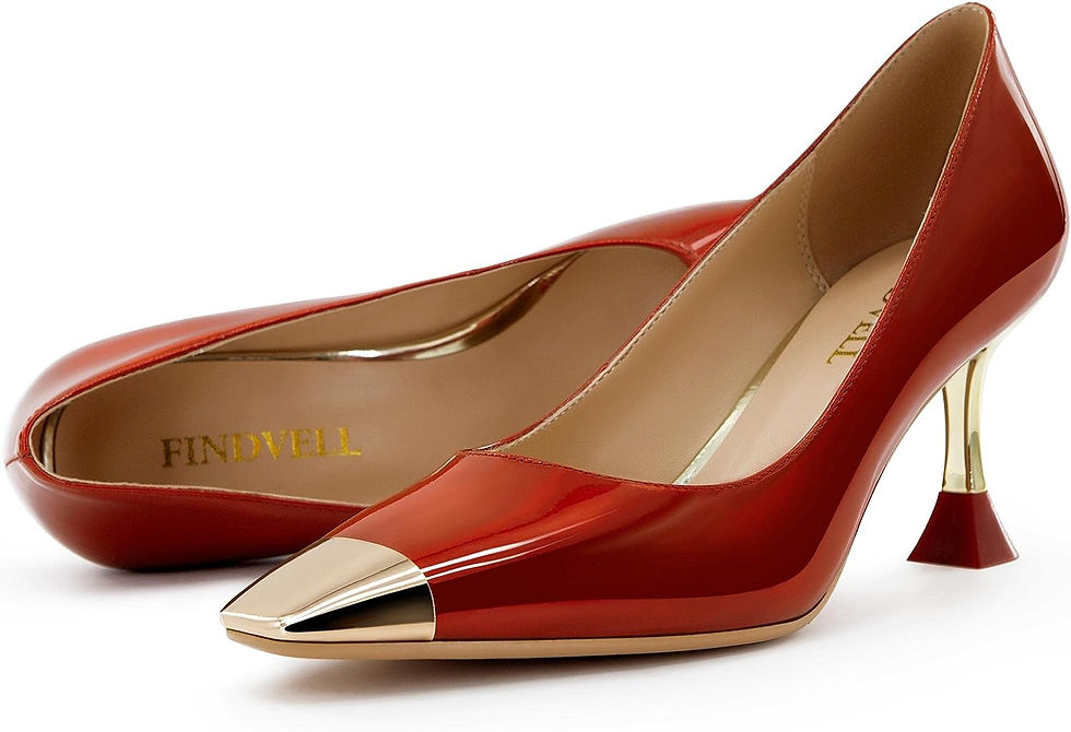 Thumbnail: FINDVELL Red High Heels for Women Closed Square Toe Sexy Stiletto Pumps Kitten 