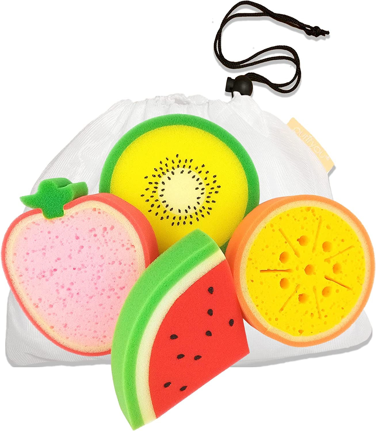 Bath Sponges for Kids - Set of 4 Extra Large Fun Kid Bath Toys Sponges, Bath Sc