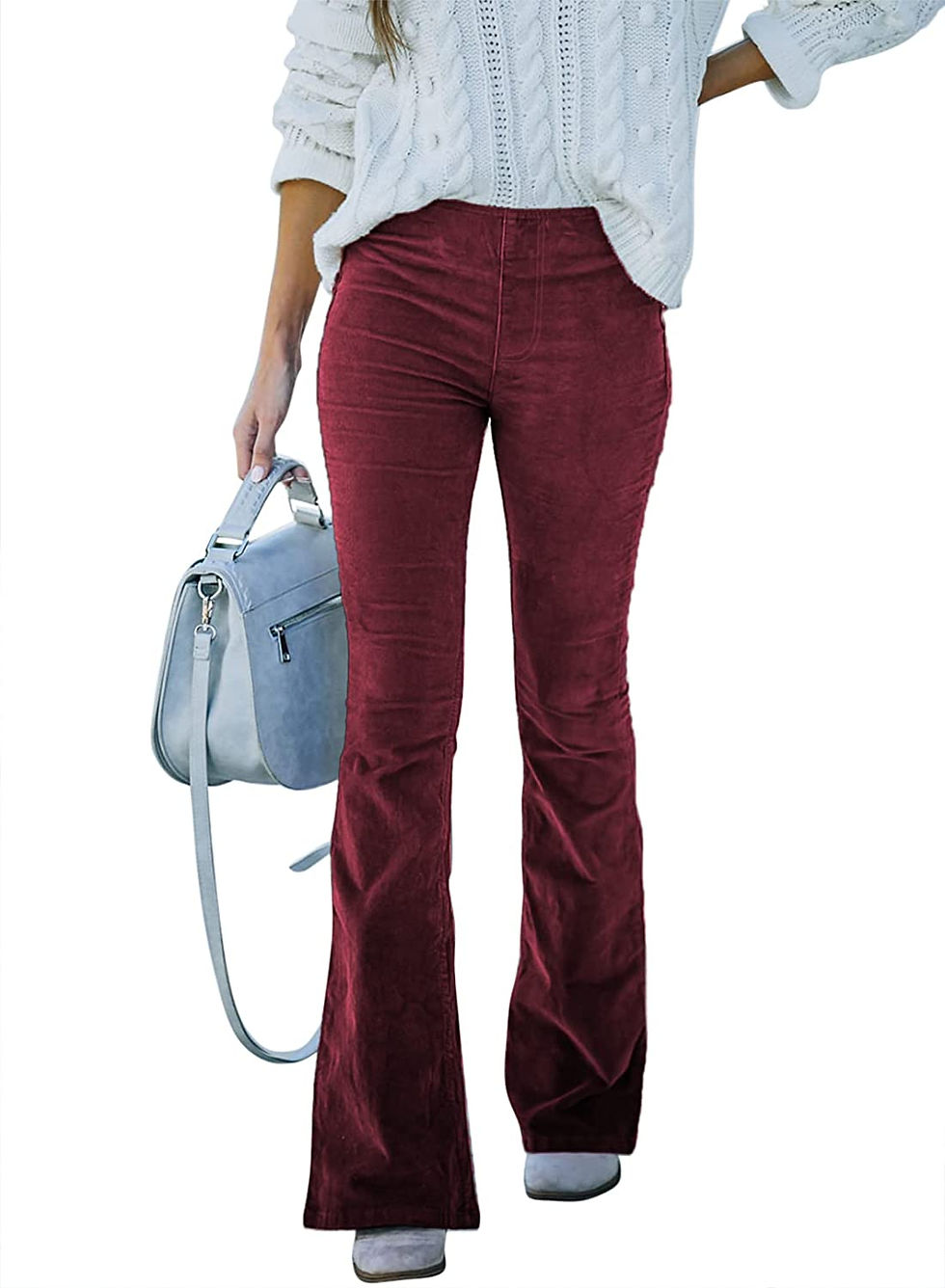 Thumbnail: Sidefeel Women Corduroy Flare Pants Elastic Waist Bell Bottom Trousers