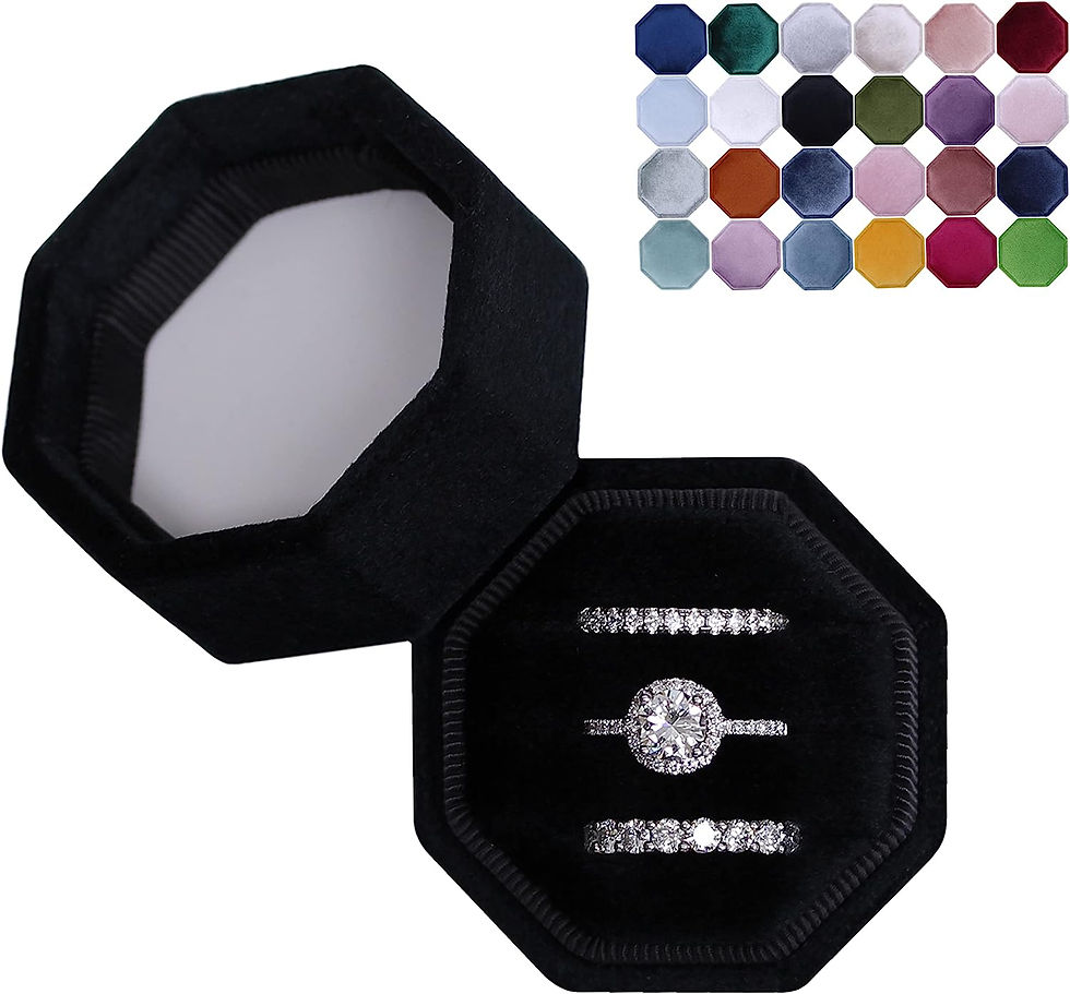 Thumbnail: BLUTETE Velvet 3 Slots Jewelry Ring Box Engagement Wedding Box Keepsake Box Bri