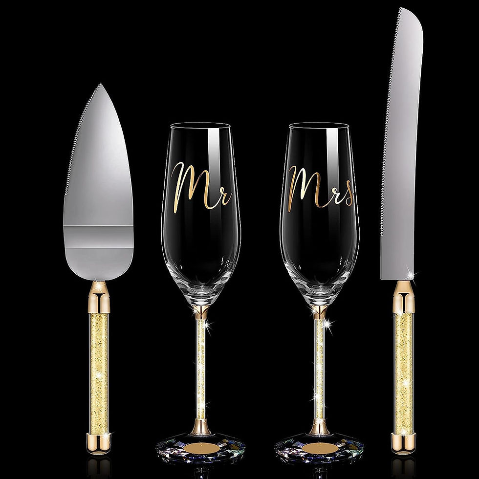 Thumbnail: Boao 4 Piece Wedding Toasting Flutes and Cake Server Set Wedding Reception Supp