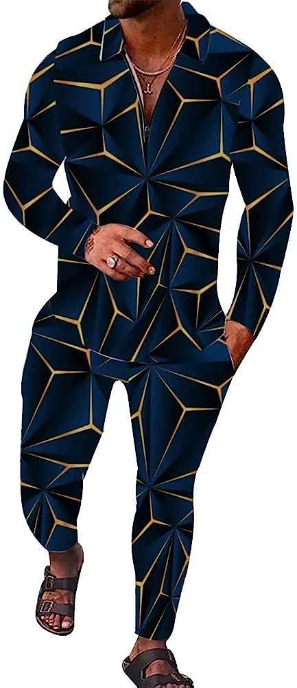 Thumbnail: BURWOF Men's Polo Sweatsuit Sets Long Sleeve 2 Piece Outfit Fashion Jogging Tra